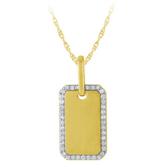 SPECIAL! .16ct G SI 14K Yellow Gold Diamond Dome Pendant Necklace 18" Long Chain