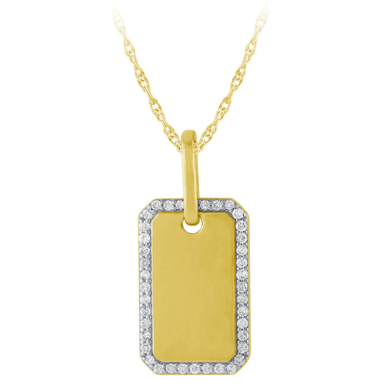 SPECIAL! .16ct G SI 14K Yellow Gold Diamond Dome Pendant Necklace 18" Long Chain