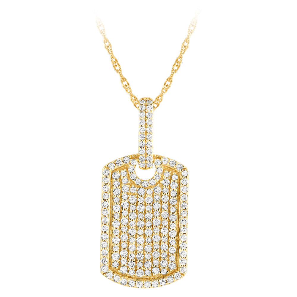 SPECIAL! .84ct G SI 14K Yellow Gold Diamond Dome Pendant Necklace 18" Long Chain