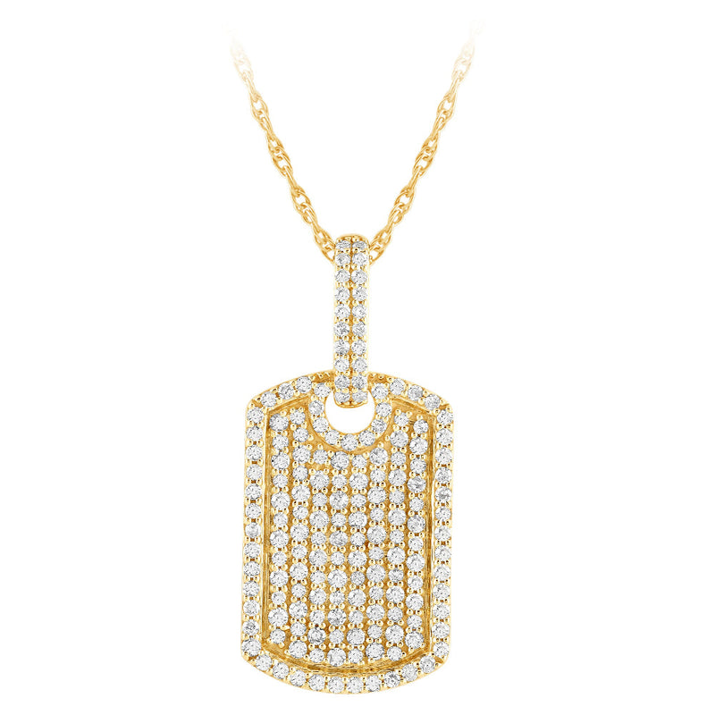 SPECIAL! .84ct G SI 14K Yellow Gold Diamond Dome Pendant Necklace 18" Long Chain
