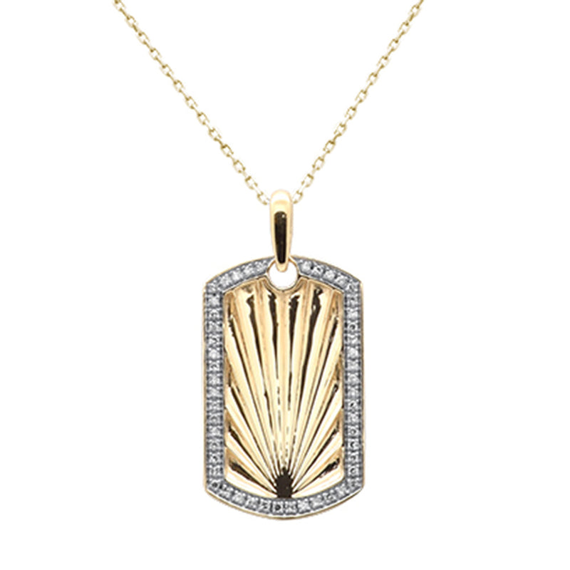SPECIAL!.20ct G SI 14K Yellow Gold Diamond Medallion Dog Tag Charm Pendant Necklace 18" Long Chain