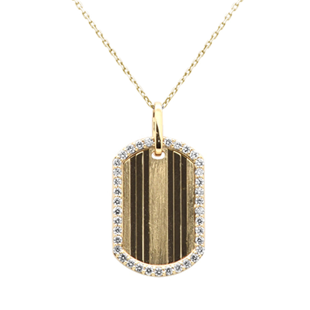 SPECIAL!.50ct G SI 14K Yellow Gold Diamond Medallion Dog Tag Charm Pendant Necklace 18" Long
