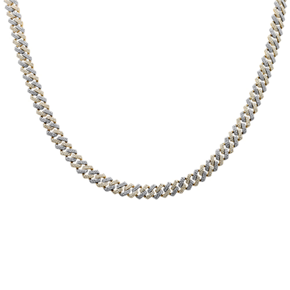 SPECIAL! 7MM 5.70ct G SI 14K Yellow & White Gold Diamond Square Cuban Chain Necklace 22"