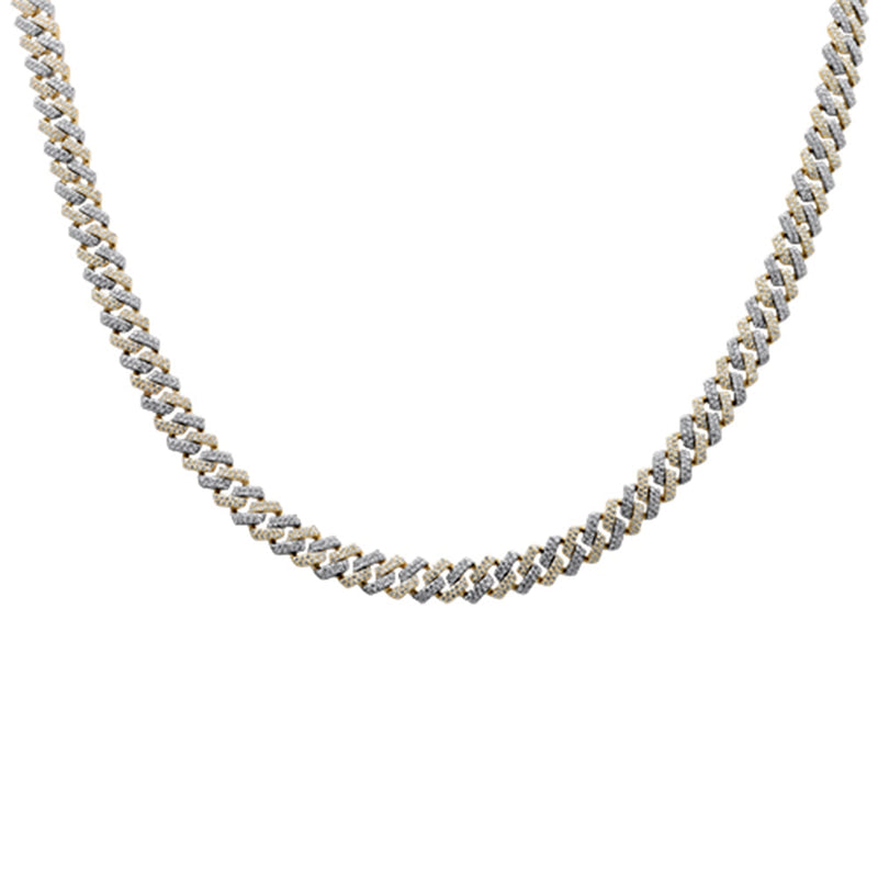SPECIAL! 7MM 5.70ct G SI 14K Yellow & White Gold Diamond Square Cuban Chain Necklace 22"