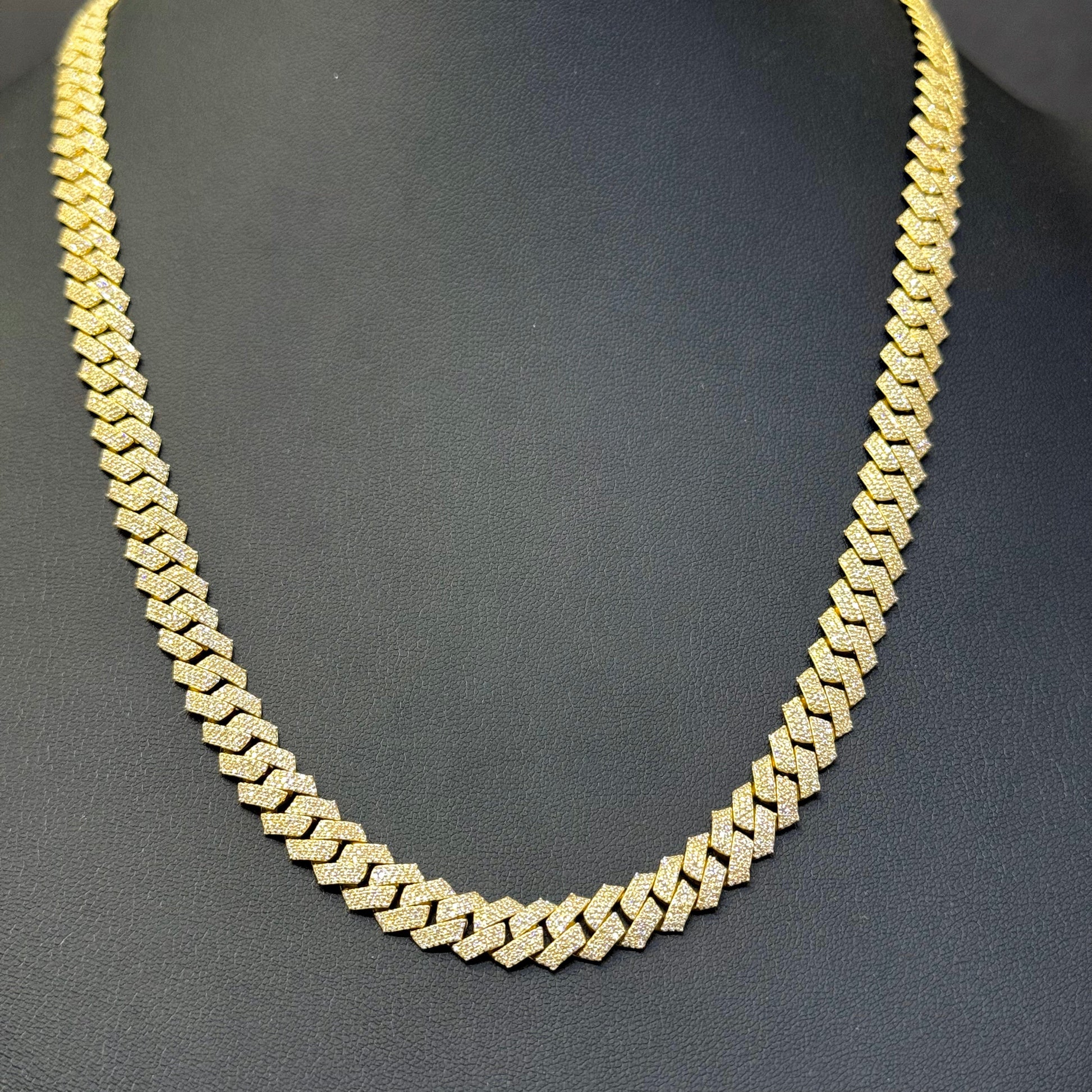 SPECIAL! 9MM 9.21ct G SI 14K Yellow Gold Diamond Square Cuban Chain Necklace 22" Long