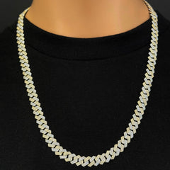 SPECIAL! 9MM 8.56ct G SI 14K Yellow & White Gold Diamond Square Cuban Chain Necklace 22" Long