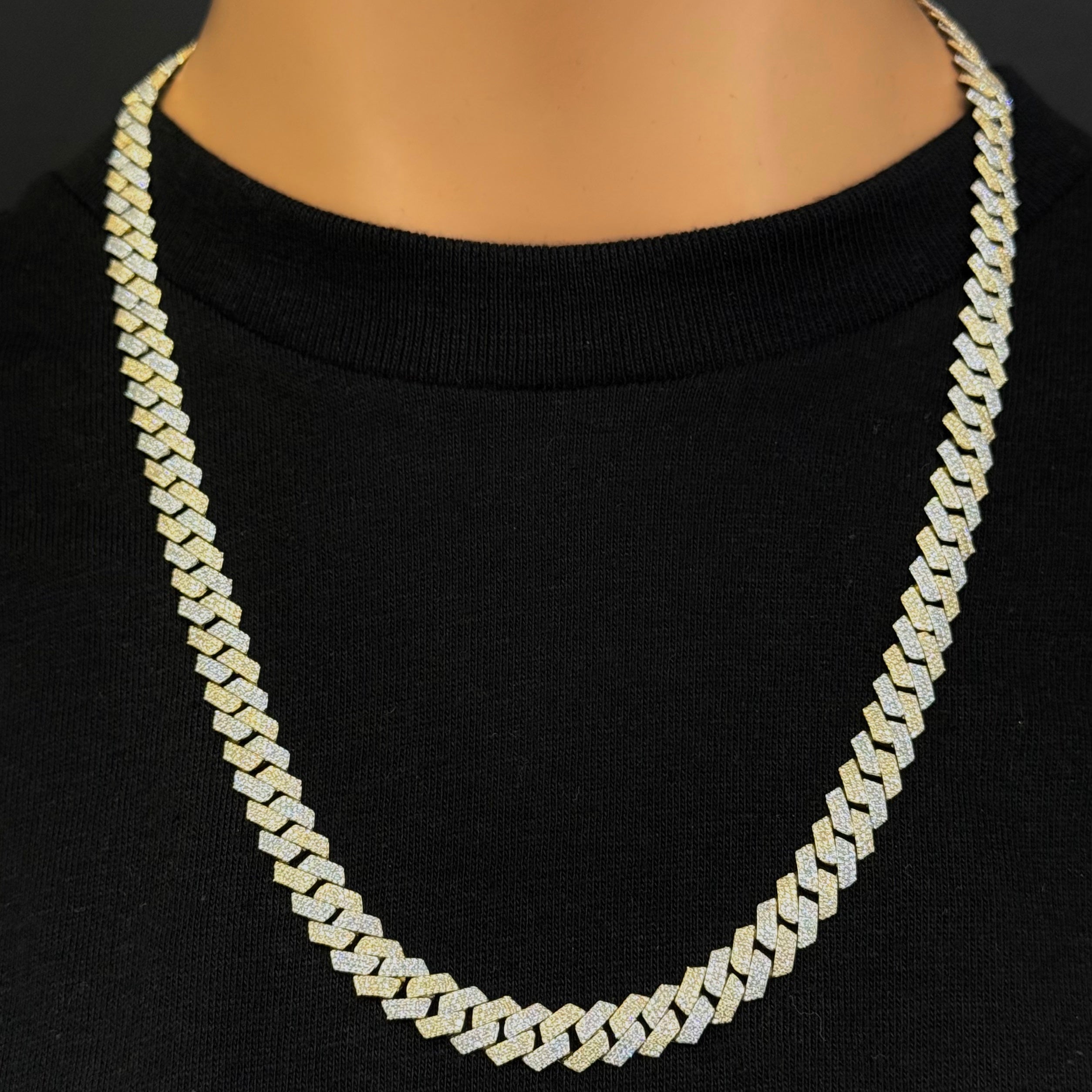 SPECIAL! 9MM 8.56ct G SI 14K Yellow & White Gold Diamond Square Cuban Chain Necklace 22" Long