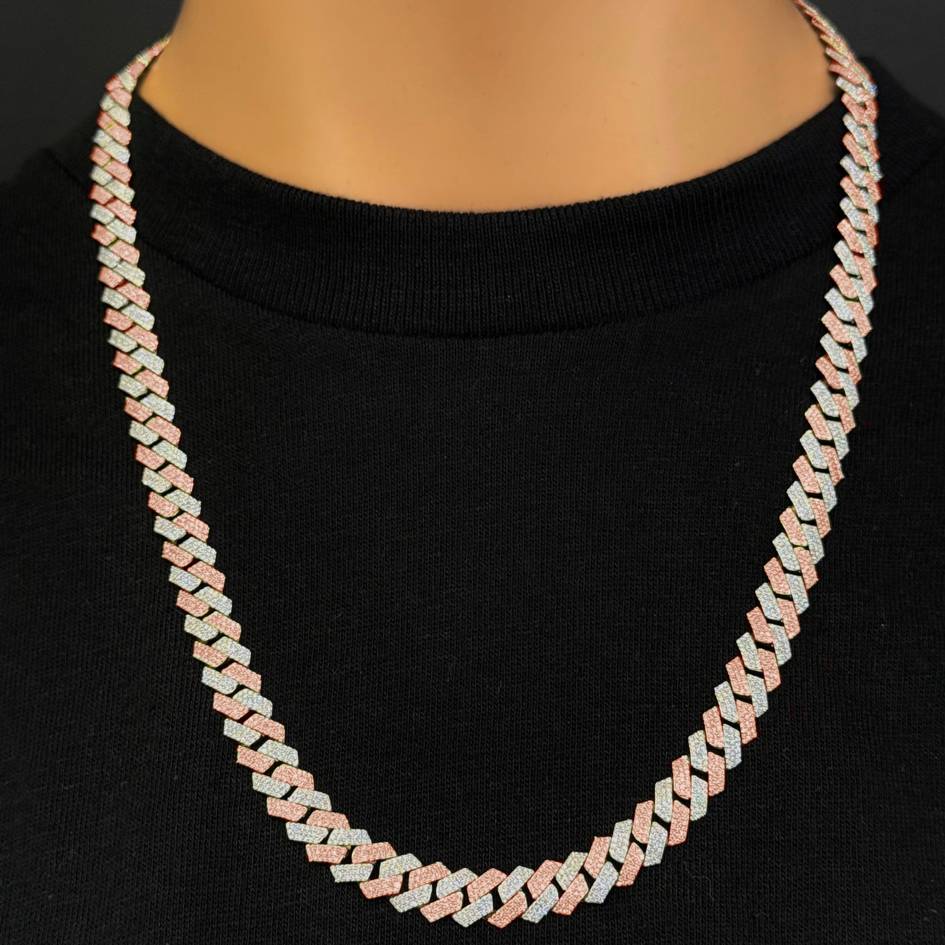 SPECIAL! 5MM 3.97ct G SI 14K Two Tone Gold Square Cuban Necklace 16" Long
