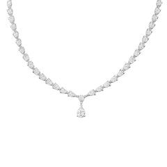 SPECIAL! 19.24ct G SI Center 1.01ct 14K White Gold Pear Shape Diamond Pendant Necklace 16" Long