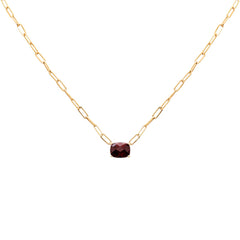 SPECIAL! 3.38ct G SI 14K Yellow Gold Garnet Gemstone Paperclip Pendant Necklace 14+2" Long