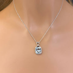 SPECIAL! 4.20ct G SI 14K White Gold Diamond & Aquamarine Gemstone Pendant Necklace 16" Long