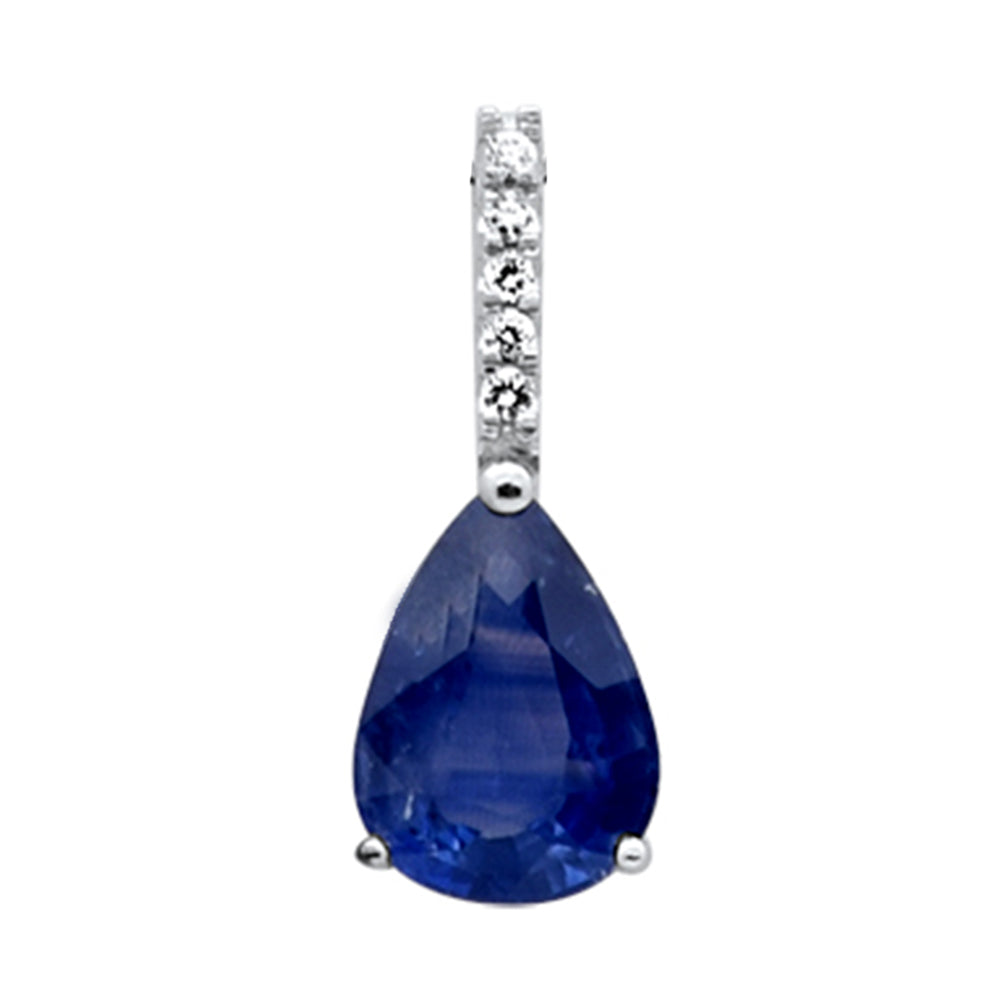 SPECIAL! 3.50ct G SI 14K White Gold Diamond & Blue Sapphire Gemstone Pendant  No Chain