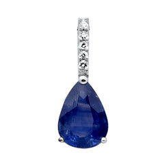 SPECIAL! 3.50ct G SI 14K White Gold Diamond & Blue Sapphire Gemstone Pendant  No Chain