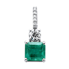 SPECIAL! 4.48ct G SI 14K White Gold Diamond & Emerald Gemstone Pendant  No Chain