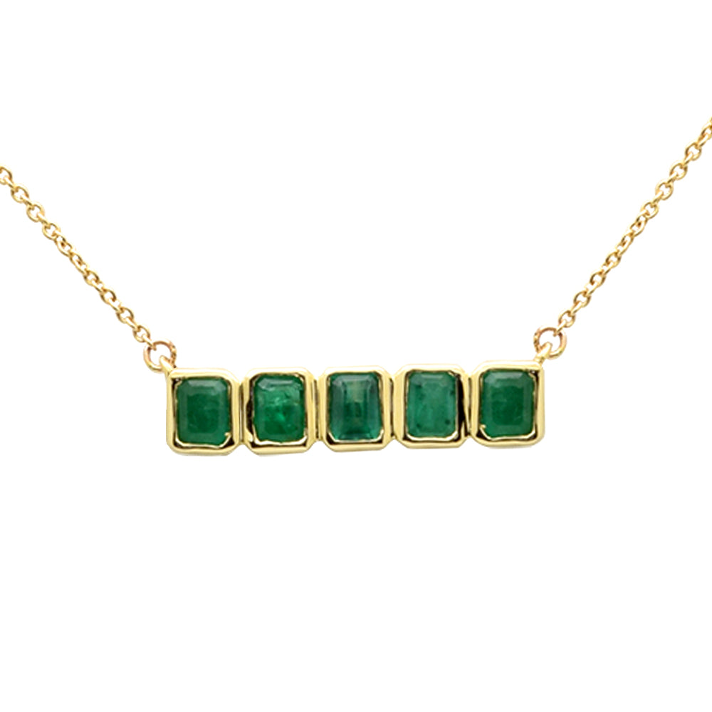 SPECIAL!1.08ct G SI 14K Yellow Gold Emerald Gemstone Pendant Necklace 18" Long