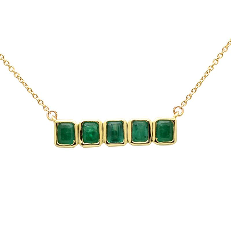 SPECIAL!1.08ct G SI 14K Yellow Gold Emerald Gemstone Pendant Necklace 18" Long