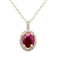 SPECIAL! .89ct G SI 14K Yellow Gold Diamond & Ruby Gemstone Pendant Necklace 18"