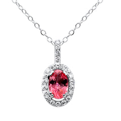 SPECIAL! .81ct G SI 14K White Gold Diamond & Pink Sapphire Gemstone Pendant Necklace 18"