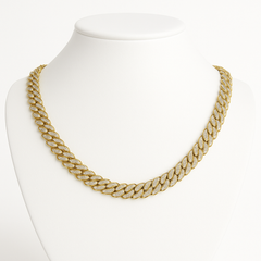 SPECIAL! 13MM 15.90ct 14KT Yellow Gold Diamond Round Cuban Necklace 22"