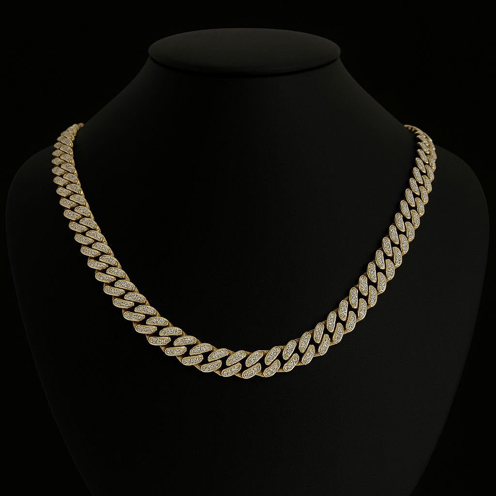 SPECIAL! 13MM 15.90ct 14KT Yellow Gold Diamond Round Cuban Necklace 22"