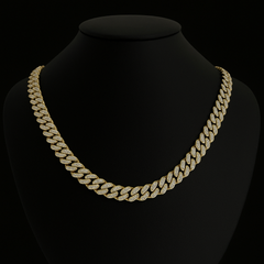 SPECIAL! 13MM 15.90ct 14KT Yellow Gold Diamond Round Cuban Necklace 22"