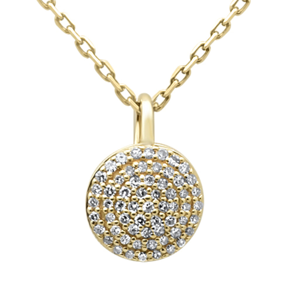 .12ct G SI 14K Yellow Gold Round Shape Diamond Pendant Necklace 18" Long Chain