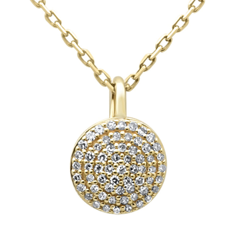 .12ct G SI 14K Yellow Gold Round Shape Diamond Pendant Necklace 18" Long Chain