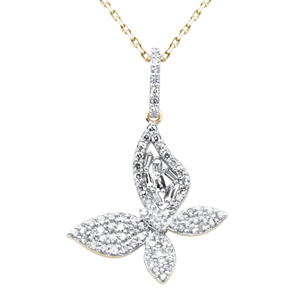 SPECIAL!.42ct G SI 14K Yellow Gold Diamond Butterfly Pendant 18" Chain