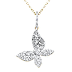 SPECIAL!.42ct G SI 14K Yellow Gold Diamond Butterfly Pendant 18" Chain