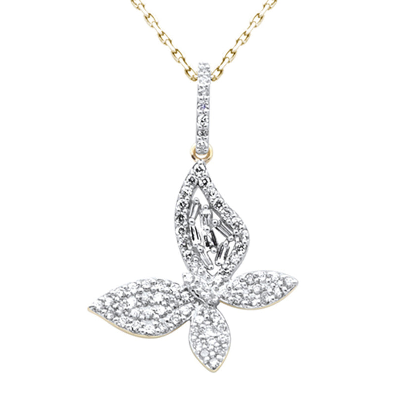 SPECIAL!.42ct G SI 14K Yellow Gold Diamond Butterfly Pendant 18" Chain