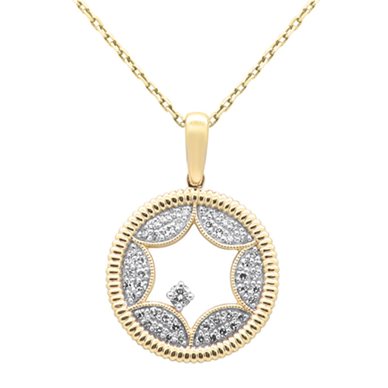 SPECIAL! .25ct G SI 14K Yellow Gold Diamond Star Pendant Necklace 18" Chain