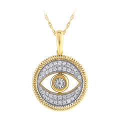 SPECIAL! .25ct G SI 14K Yellow Gold Diamond Evil Eye Pendant Necklace 18" Chain