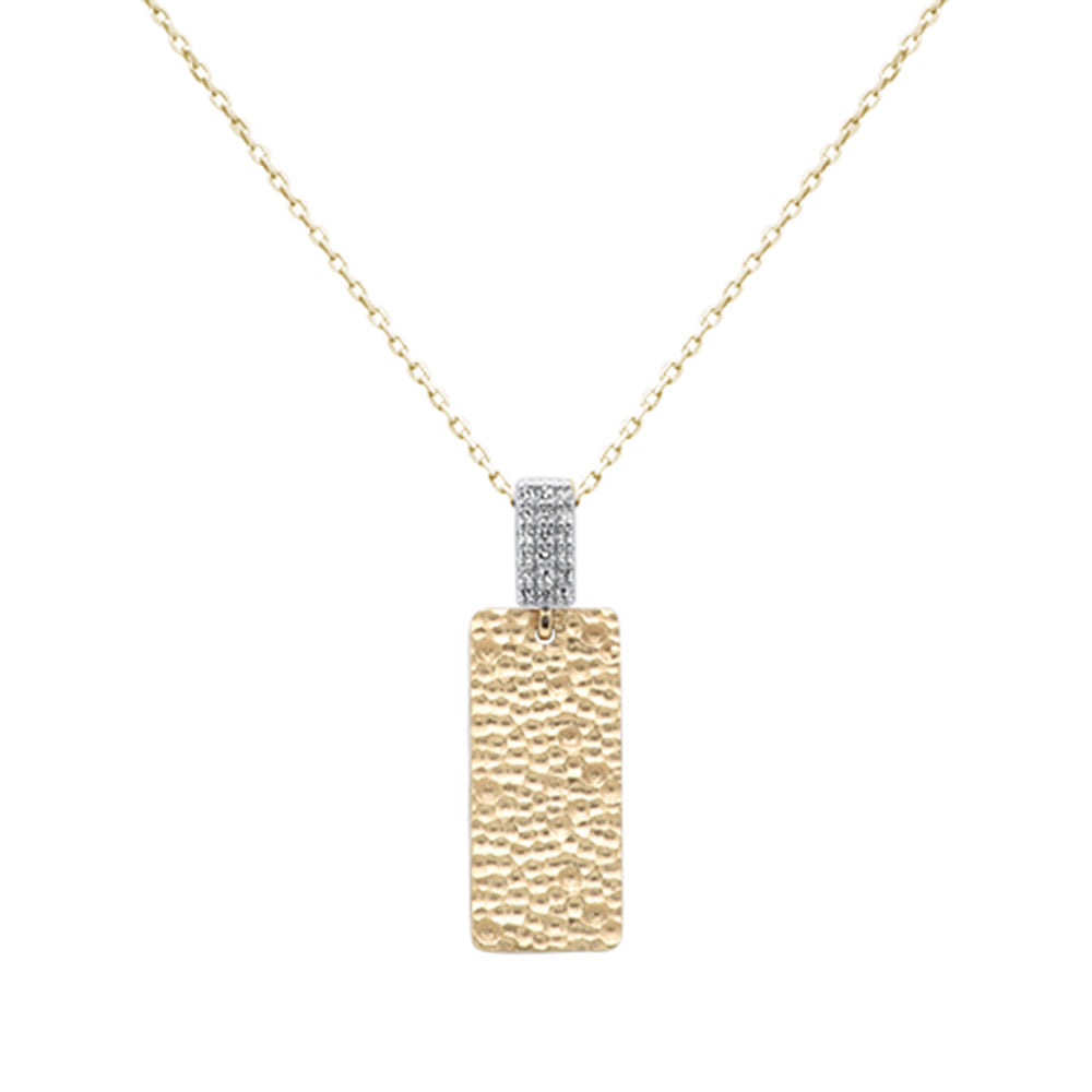 SPECIAL!.08ct G SI 14K Yellow Gold Nugget Brushed Finish Diamond Pendant Necklace 18" Chain
