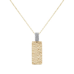 SPECIAL!.08ct G SI 14K Yellow Gold Nugget Brushed Finish Diamond Pendant Necklace 18" Chain