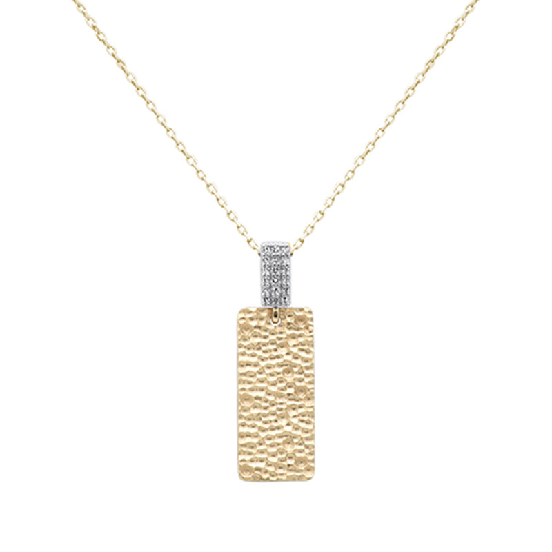 SPECIAL!.08ct G SI 14K Yellow Gold Nugget Brushed Finish Diamond Pendant Necklace 18" Chain
