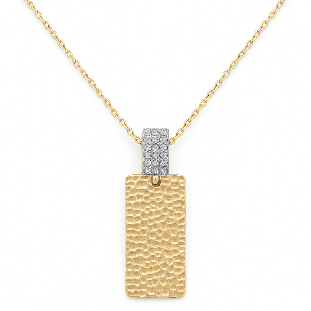 SPECIAL!.08ct G SI 14K Yellow Gold Nugget Brushed Finish Diamond Pendant Necklace 18" Chain