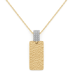SPECIAL!.08ct G SI 14K Yellow Gold Nugget Brushed Finish Diamond Pendant Necklace 18" Chain