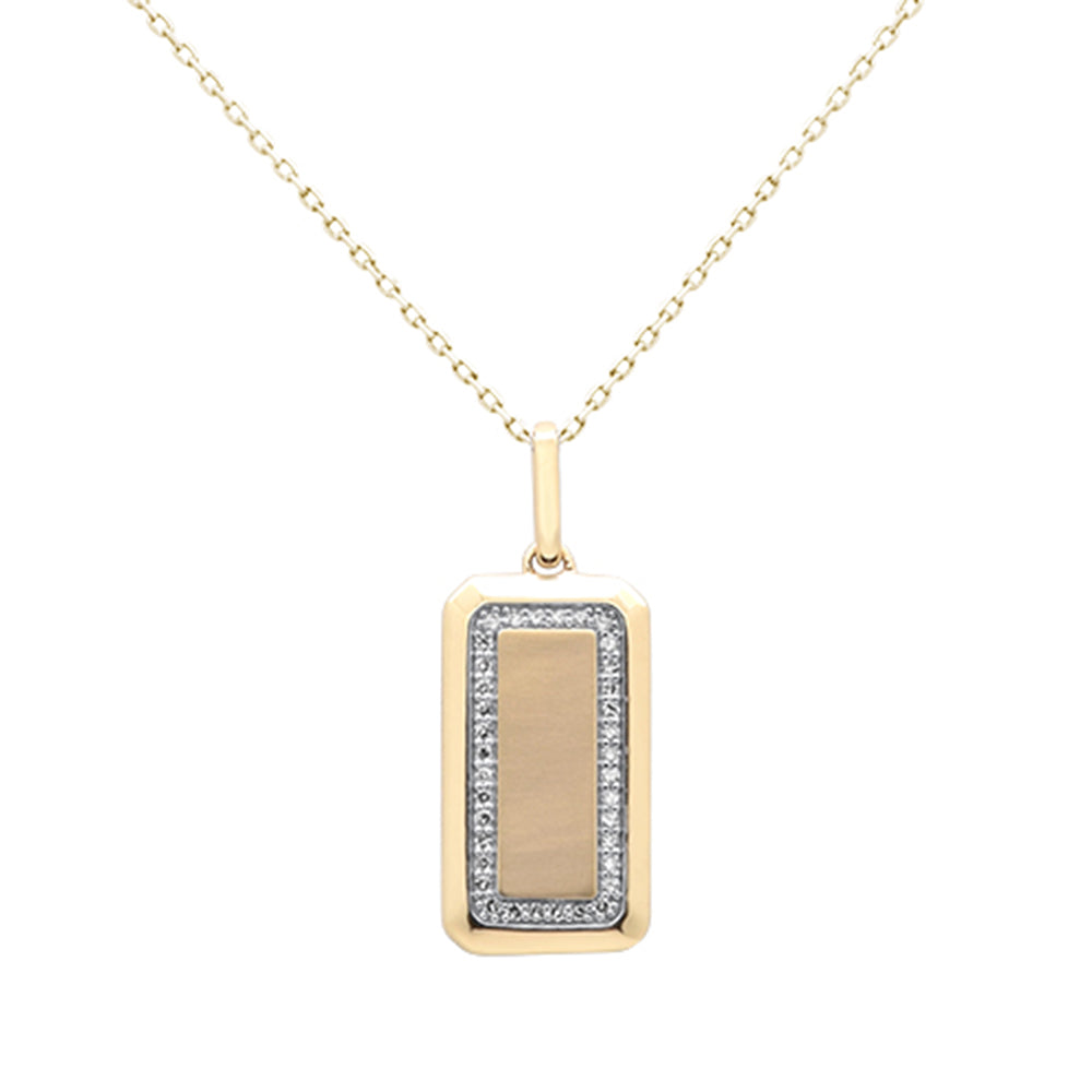 SPECIAL! .15ct G SI 14K Yellow Gold Diamond Trendy Dog Tag Design Pendant Necklace 18" Chain