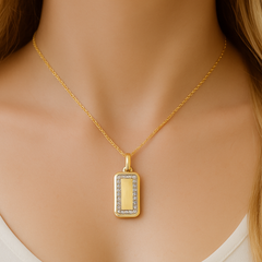 SPECIAL! .15ct G SI 14K Yellow Gold Diamond Trendy Dog Tag Design Pendant Necklace 18" Chain