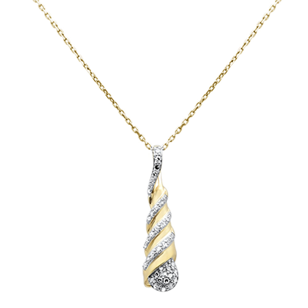 SPECIAL! .25ct G SI 14K Yellow Gold Modern Dome Diamond Drop Pendant Necklace 18" Chain