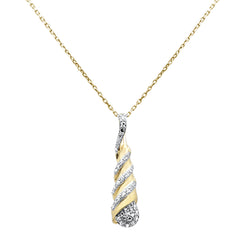 SPECIAL! .25ct G SI 14K Yellow Gold Modern Dome Diamond Drop Pendant Necklace 18" Chain