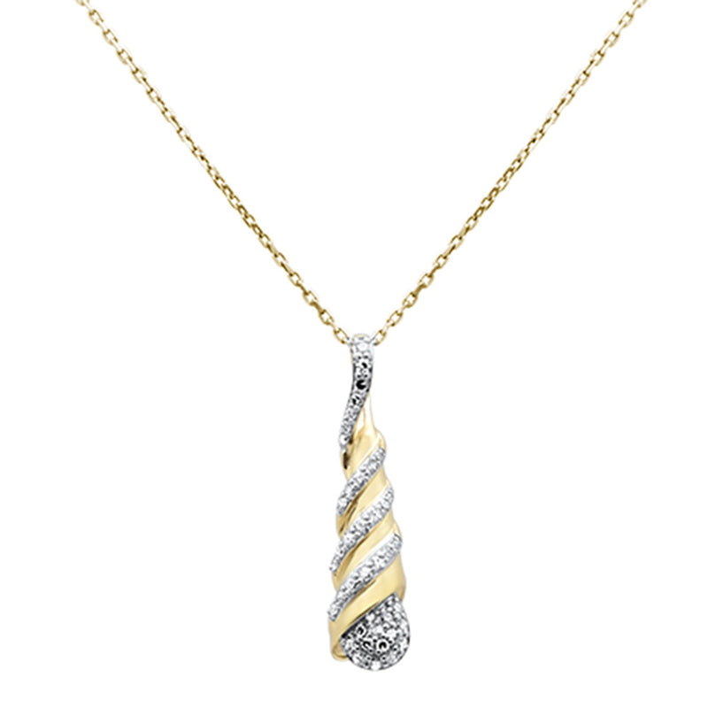 SPECIAL! .25ct G SI 14K Yellow Gold Modern Dome Diamond Drop Pendant Necklace 18" Chain