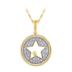 SPECIAL!.25ct G SI 14K Yellow Gold Star Medallion Diamond Pendant Necklace 18" Chain