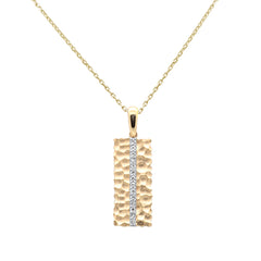 SPECIAL!.10ct G SI 14K Yellow Gold Diamond Nugget Chevron Matte Finish Pendant Necklace 18" Chain