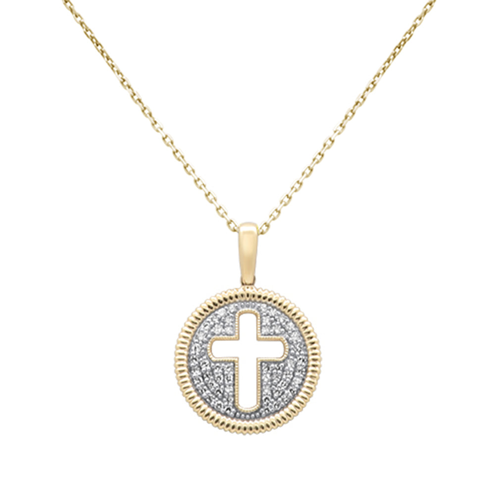 SPECIAL!.24ct G SI 14K Yellow Gold Medallion Cross Diamond Pendant Necklace 18" Chain