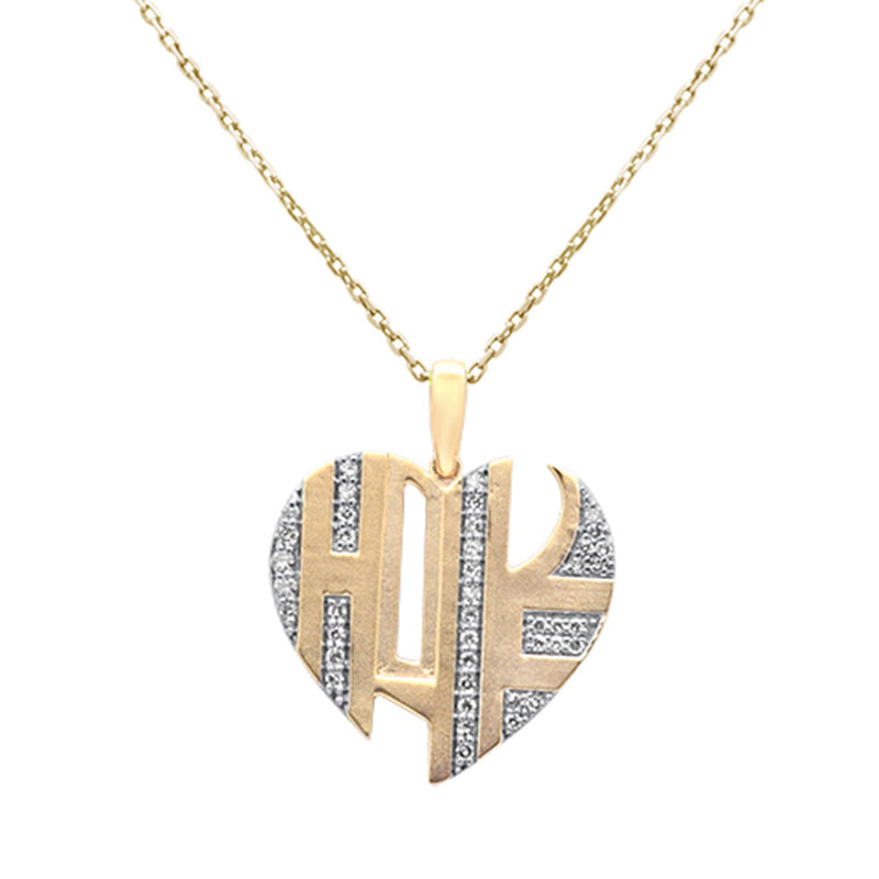 SPECIAL!.24ct G SI 14K Yellow Gold Diamond Cut out Heart Pendant Necklace 18" Chain