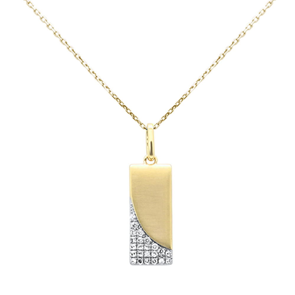 SPECIAL!.19ct G SI 14K Yellow Gold Diamond Dog Tag Design Chevron Pendant Necklace