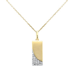 SPECIAL!.19ct G SI 14K Yellow Gold Diamond Dog Tag Design Chevron Pendant Necklace