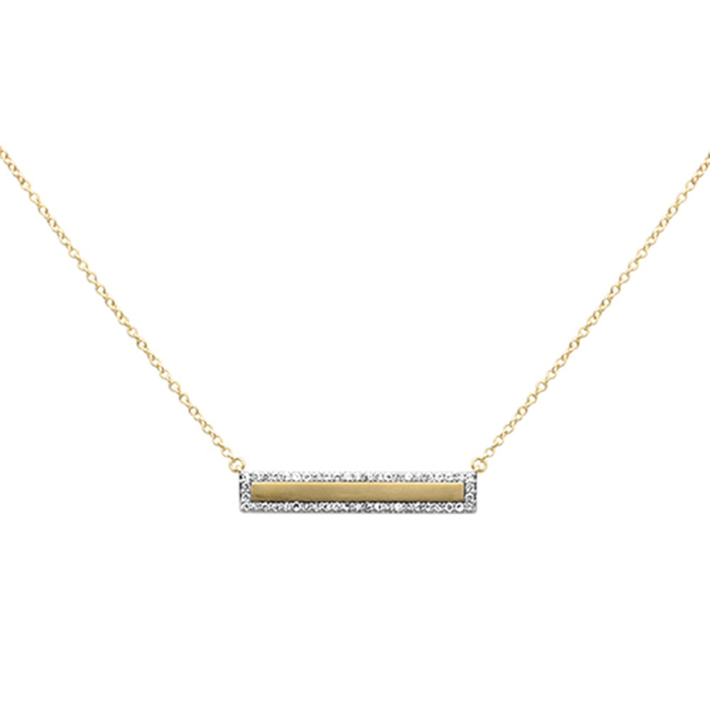 SPECIAL!.19ct G SI 14K Yellow Gold Diamond Bar Pendant Necklace 18" Chain