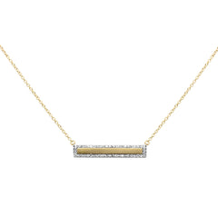 SPECIAL!.19ct G SI 14K Yellow Gold Diamond Bar Pendant Necklace 18" Chain